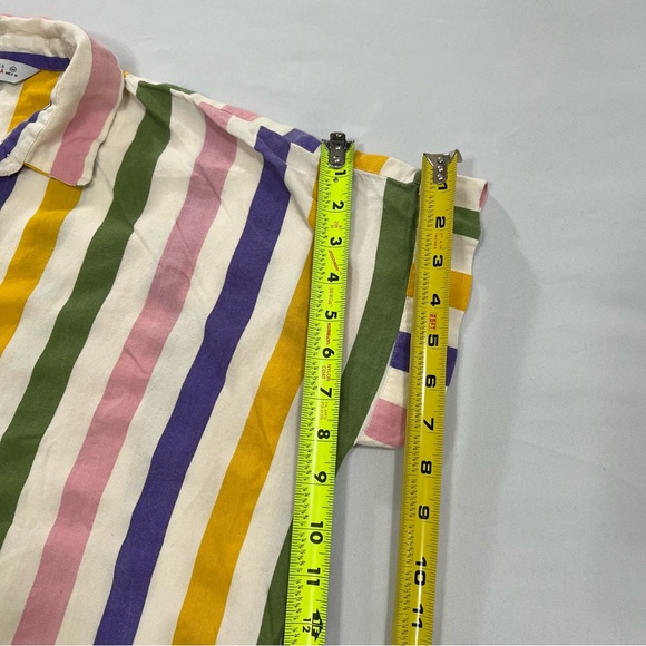 Compañía Fantástica Multi colour striped print midi shirt dress Short Sleeve M - Picture 16 of 16